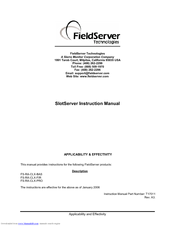 FieldServer SlotServer FS-RA-CLX-PRO Instruction Manual