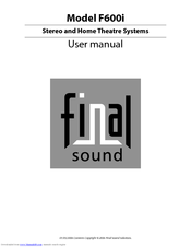 Final Sound F600i User Manual