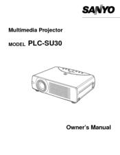 Sanyo SU30 - PLC SVGA LCD Projector Owner's Manual
