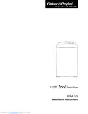Fisher & Paykel Smartload DEGX1US Installation Instructions Manual