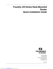 Foundry Networks AR SERIES Quick Installation Manual