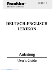Franklin DEUTSCH-ENGLISCH LEXIKON BQD-210 User Manual