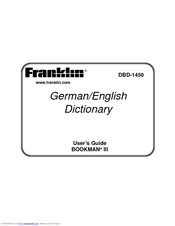Franklin Bookman III DBD-1450 User Manual