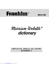 Franklin Merriam-Webster Dictionary MWD-400 Guía Del Usuario