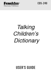 Franklin Talking Children's Dictionary CDS-240 User Manual