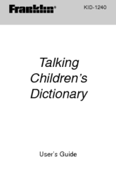 Franklin Talking Children's Dictionary KID-1240 User Manual
