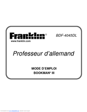 Franklin BOOKMAN III BDF-4045DL Mode D'emploi