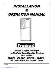 Friedrich Vert-I-Pak VHB18K10 Installation And Operation Manual