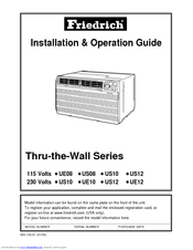 Friedrich Uni-Fit UE12 Installation And Operation Manual