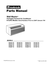 Friedrich Wall Master PE12R**B Parts Manual