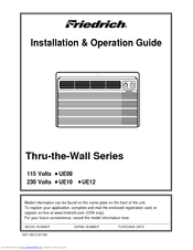 Friedrich Uni-Fit UE12 Installation & Operation Manual