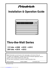 Friedrich US10, US12, US08 Installation And Operation Manual