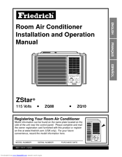 Friedrich ZStar ZQ10 Installation And Operation Manual