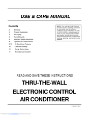 Frigidaire Fah146r2t 14 000 Btu Through The Wall Air Conditioner Manuals Manualslib