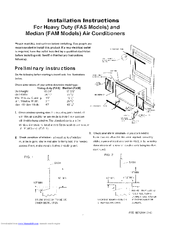 Frigidaire FAM Series Installation Instructions Manual