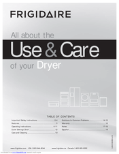 Frigidaire FAQE7077KA - Affinity Series 27-in Electric Dryer Use & Care Manual