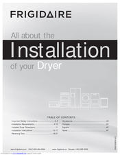 Frigidaire FAQG7077KW - Affinity 7.0 Cu. Ft. Gas Dryer Installation Instructions Manual