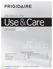 Frigidaire FAQE7011KR - 7 cu. Ft. Cycle Electric Dryer Drum Use & Care Manual