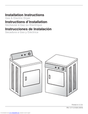 Frigidaire FRG5714KW - Gas Dryer w/ 4 Temps Installation Instructions Manual
