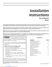 Frigidaire P/N 134296400A (0404) Installation Instructions Manual