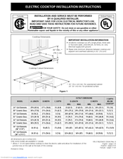Frigidaire FGEC3665K - Gallery 30 in. Electric Cooktop Installation Instructions Manual