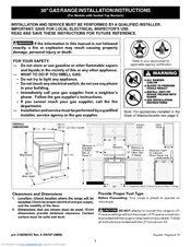 Frigidaire GLGF389GB - 30 Inch Gas Range Installation Instructions Manual