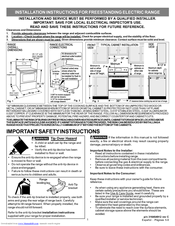 Frigidaire FEF369HC - 30'' Electric Range Important Safety Instructions Manual