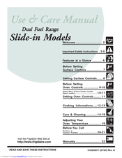 Frigidaire Dual Fuel Range Slide-in Models Use & Care Manual