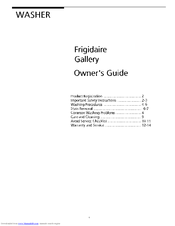 Frigidaire Washer Owner's Manual