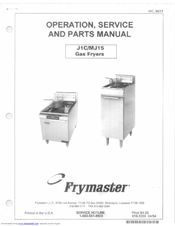 Frymaster MJ15 Operation, Service & Parts Manual