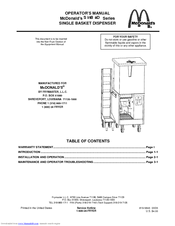 Frymaster McDonald's SinBaD Series Operator's Manual