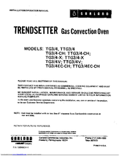 Garland TG3/4 Installation & Operation Manual