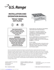 U.S. Range Regal RHPR-12 Installation And Operation Manual