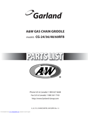 Garland A&W CG-24/36/48/60RFB Parts List