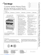 U.S. Range Cuisine Series Heavy Duty Broiler W/Adjustable Racks C836-436A Specifications