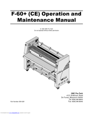 GBC Pro-Tech F-60+ CE Operating And Maintenance Manual