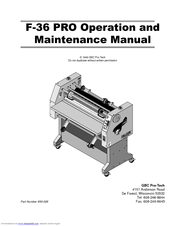 GBC F-36 Operating And Maintenance Manual