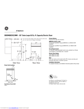 GE DBXR463ED Dimensions And Installation Information