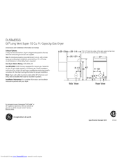 GE DLSR483GG Dimensions And Installation Information