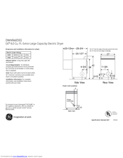 GE DWXR483EG Dimensions And Installation Information