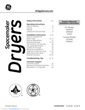 GE Spacemaker DSXH43 Owner's Manual