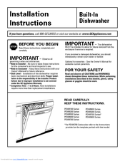 GE Profile PDW9200 Series Installation Instructions Manual