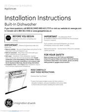 GE Profile PDWF480PSS Installation Instructions Manual