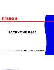 Canon FAXPHONE B640 User Manual