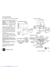 GE Profile PKD915BMBB Dimensions And Installation Information