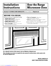 GE RVM1535DMCC - 1.5 Cu Ft Microwave Oven Installation Instructions Manual