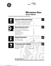 GE JE740BK - 7 cu. Ft Capacity Countertop Microwave Oven Owner's Manual