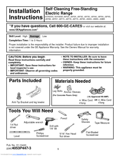 GE 31-10463 Installation Instructions Manual