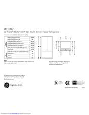 GE PFCF1NFZBB Dimensions And Installation Information