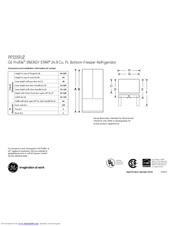 GE Profile PFSS5PJZSS Dimensions And Installation Information